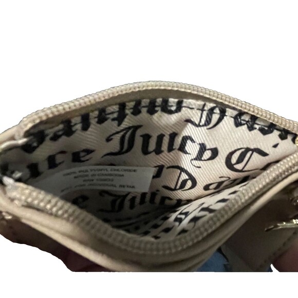 Juicy Couture Tan Novelty Card Case with Juicy Logo Gold Tone Hardware New - Picture 3 of 8